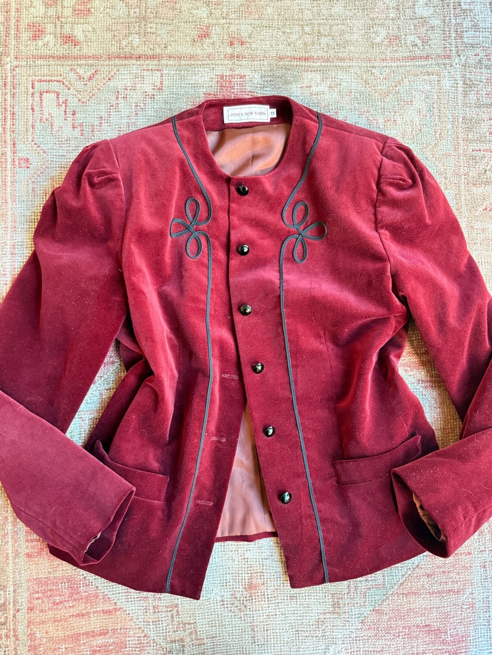 Jones New York Deep Burgundy Velvet Tailored Jacket